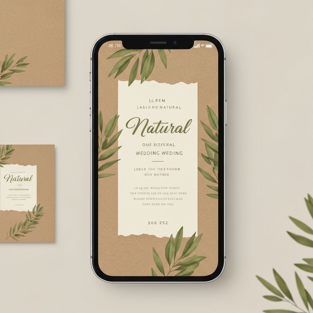 Modelo de invitación digital para boda Rústico Natural - estilo Rústico
